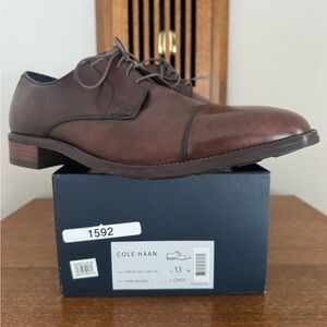 Cole Haan Men's Brown Leather Lenox Hill Cap Oxford 13W